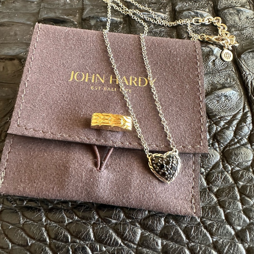 John Hardy Sterling Heart & Black Tourmaline